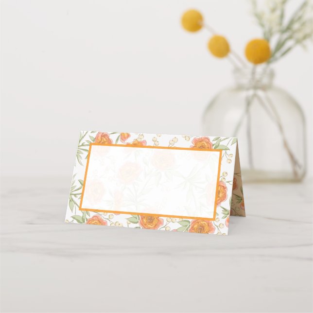 Carte De Placement Orange Rose Wedding Place Card (Devant)