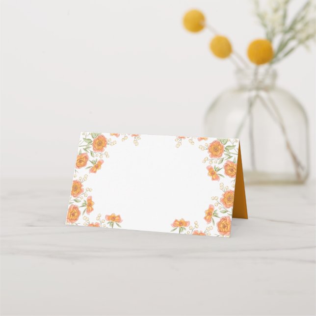 Carte De Placement Orange Rose Wedding Place Card (Devant)