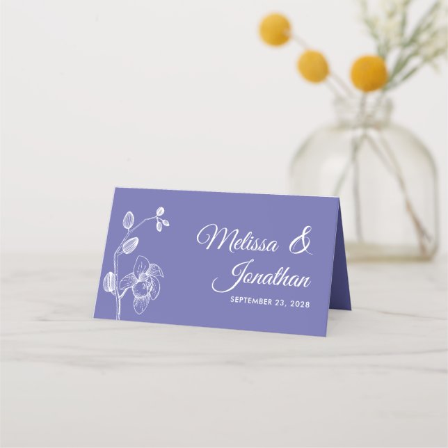 Carte De Placement Orchidées élégantes simple mariage floral romantiq (Devant)