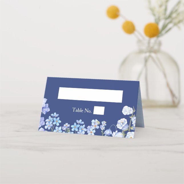Carte De Placement Oubliez-moi non Floral Royal Blue Mariage Table (Devant)