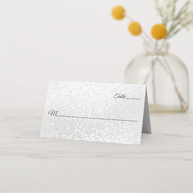 Carte De Placement Paillettes blanches (Devant)