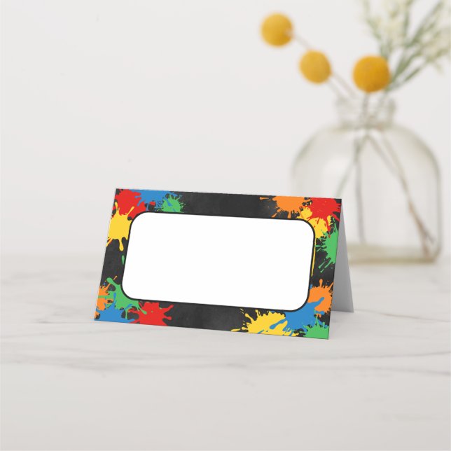 Carte De Placement Paintball Anniversaire Garçons Nourriture pliée Ca (Devant)