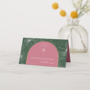 Carte De Placement Palm Tree Rose & Green Beach Mariage