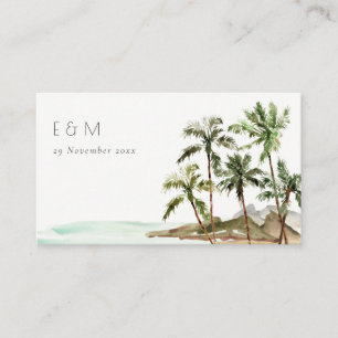 Carte De Placement Palmiers tropicaux Mariage de sable de plage Monog