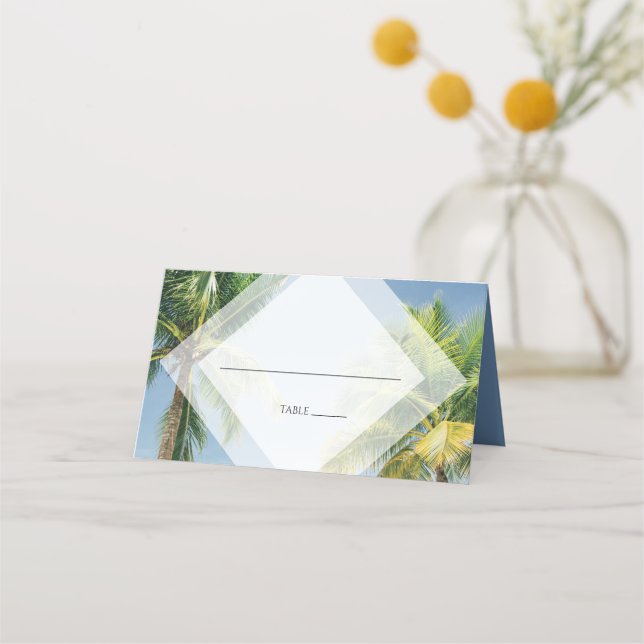 Carte De Placement Palmiers tropicaux Plage Mariage Carte Lieu (Devant)
