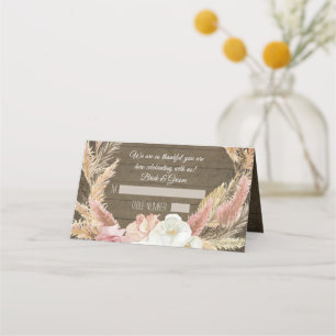 Carte De Placement Pampas Florale Russe en bois Grass Tente Lieu Cart