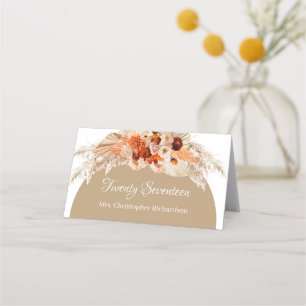 Carte De Placement Pampas herbe terre cuite brûlé orange beige rouge
