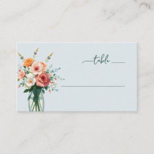 Carte De Placement Panneau de table floral bleu clair serein