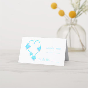 Carte De Placement Papillon bleu couleur Mariage de conception cardia