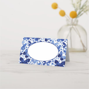 Carte De Placement Papillon d'aquarelle bleu Indigo moderne