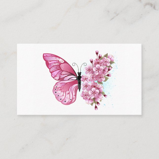 Carte De Placement Papillon de fleurs avec Sakura rose (Devant)