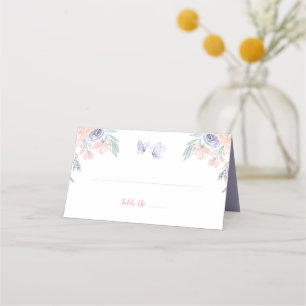 Carte De Placement Papillon rose violet floral Baby shower plié