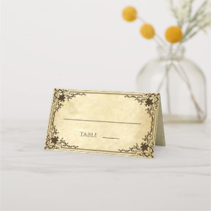 Carte De Placement Parchemin vintage Antique Vieux Papier Orné Mariag