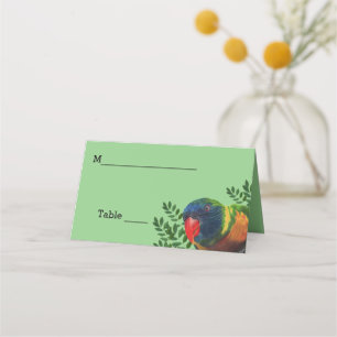 Carte De Placement Parrot Macaw Plumes de couleur vive Plante feuillu