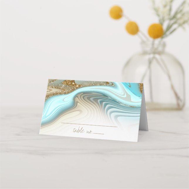 Carte De Placement Parties scintillant Abstraite Strata Mariage ID903 (Devant)