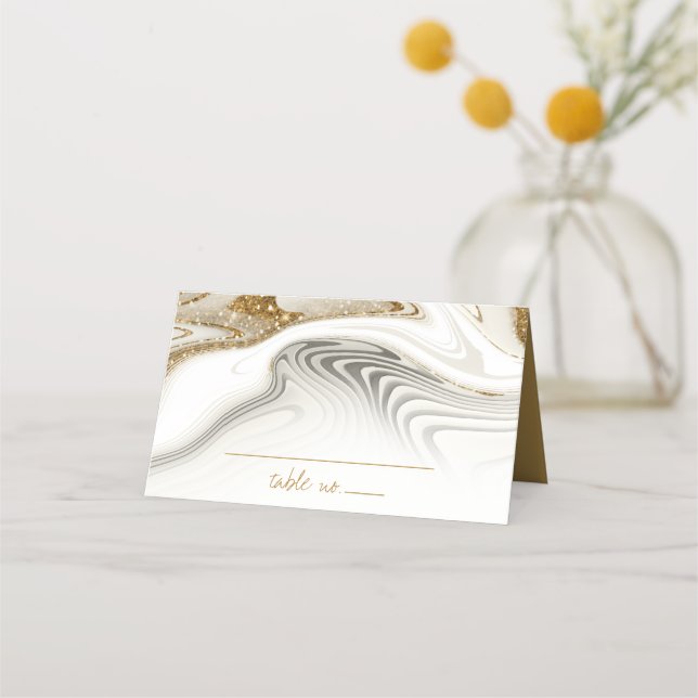 Carte De Placement Parties scintillant Abstraite Strata Mariage Ivory (Devant)