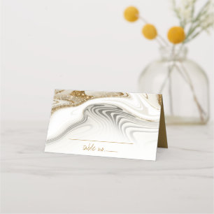 Carte De Placement Parties scintillant Abstraite Strata Mariage Ivory