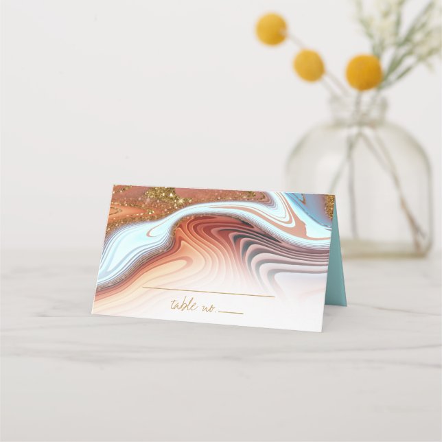 Carte De Placement Parties scintillant Abstraite Strata Mariage SW Wh (Devant)