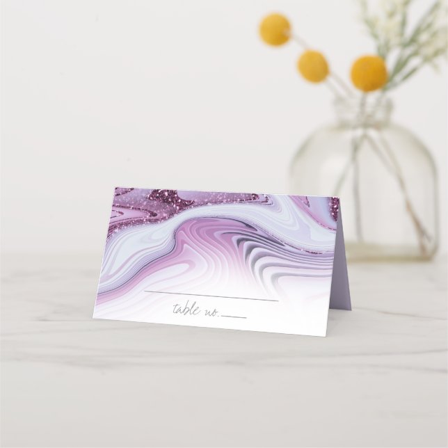 Carte De Placement Parties scintillant Abstraite Strata Mariage Wht L (Devant)