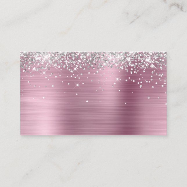 Carte De Placement Parties scintillant d'argent rose flou (Dos)
