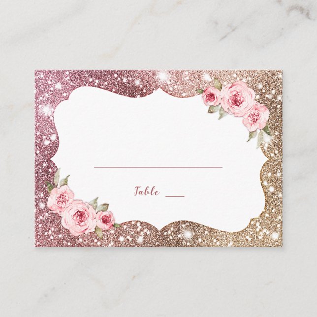 Carte De Placement Parties scintillant en or rose étincelante et Mari (Devant)