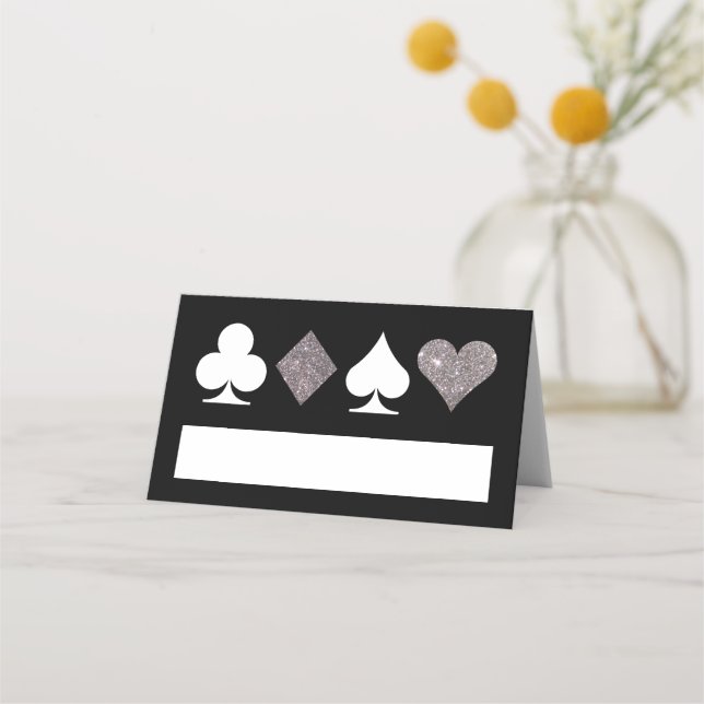 Carte De Placement Parties scintillant Faux Argent Vegas Place Card s (Devant)