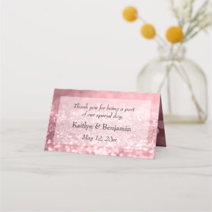 Carte De Placement Parties scintillant or rose Bokeh & Typographie v2