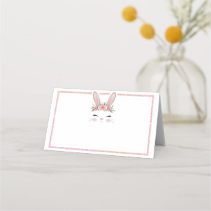 Carte De Placement Parties scintillant rose Lapin Floral Anniversaire