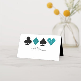 Carte De Placement Parties scintillant Turquoise de Vegas et carte Bl