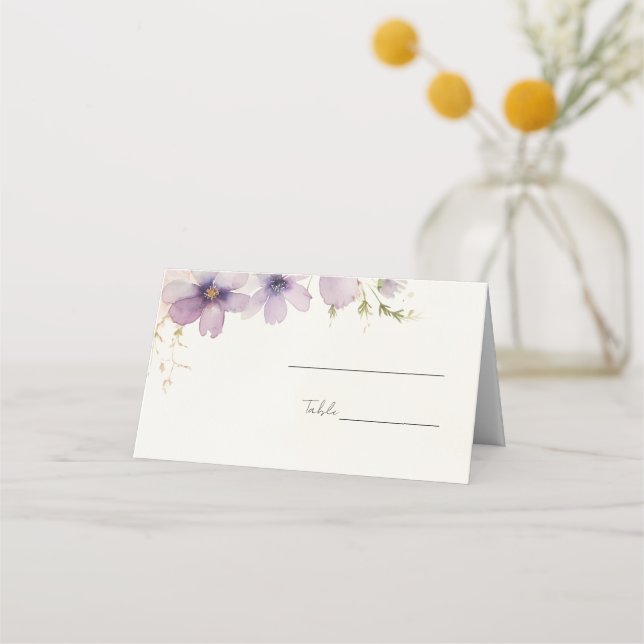 Carte De Placement pastel bleu cosmos fleurs mariage carte place (Devant)
