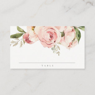Carte De Placement Pastel Doux Peach Rose Floral Cross Bunch Baptême