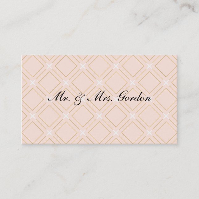 Carte De Placement Pastel Peach et Gold Géométrique (Devant)