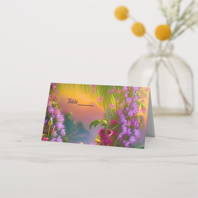 Carte De Placement Paysage Imaginaire, tropical et onirique - mariage (Dos)