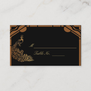 Carte De Placement Peacock Art Déco de bronze et Weddi Plastique Plac