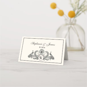 Carte De Placement Peacocks vintages Monogram Ivory BG