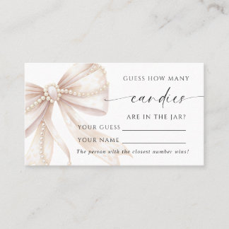 Carte De Placement Pearl and Bow How Many Candies Shower Game card