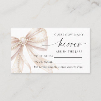 Carte De Placement Pearl and Bow How Many Kisses Shower Game card