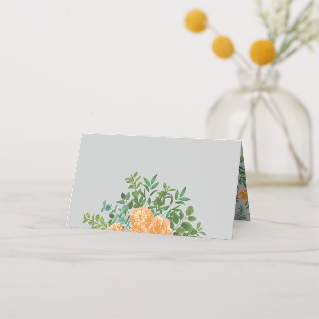 Carte De Placement Pêche & Gris Peony & Rose Floral Mariage (Devant)