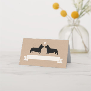 Carte De Placement Pembroke Welsh Corgi Chien Silhouettes Mariage
