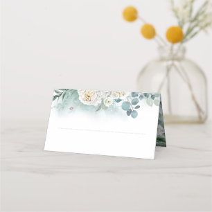Carte De Placement Peonies blanches et verdure Mariage élégant