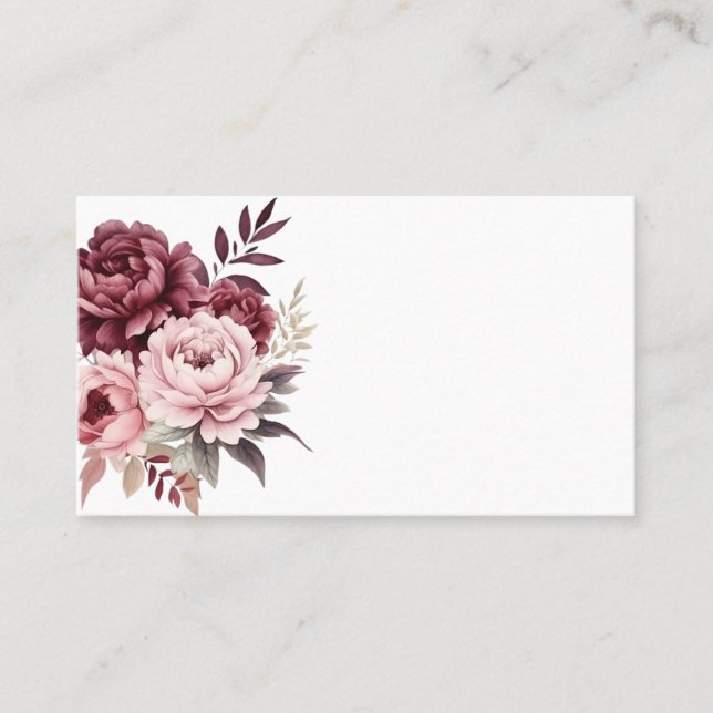 Carte De Placement Peony Burgundy Aquarelle rose Mariage Floral (Devant)
