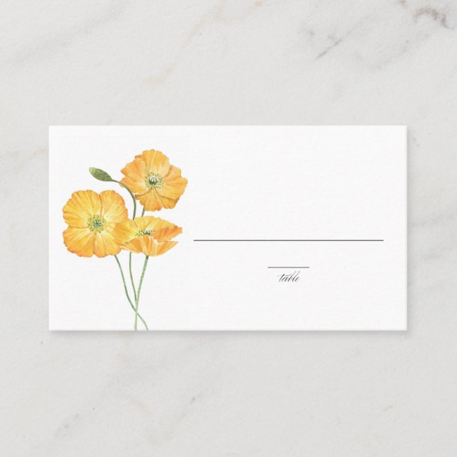 Carte De Placement Pépites d'aquarelle orange Mariage de fleurs de pr (Devant)