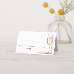 Carte De Placement Perles élégantes et carte de place pliée Prosecco