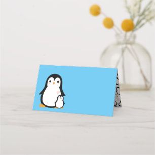 Carte De Placement Petit Baby shower de pingouin bleu garçon