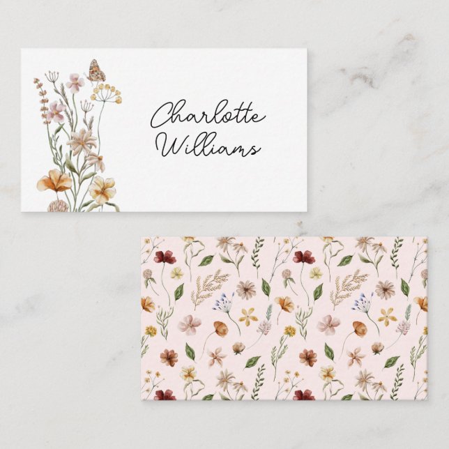 Carte De Placement Petit Baby shower rose Fleur sauvage Nom personnal (Devant / Derrière)