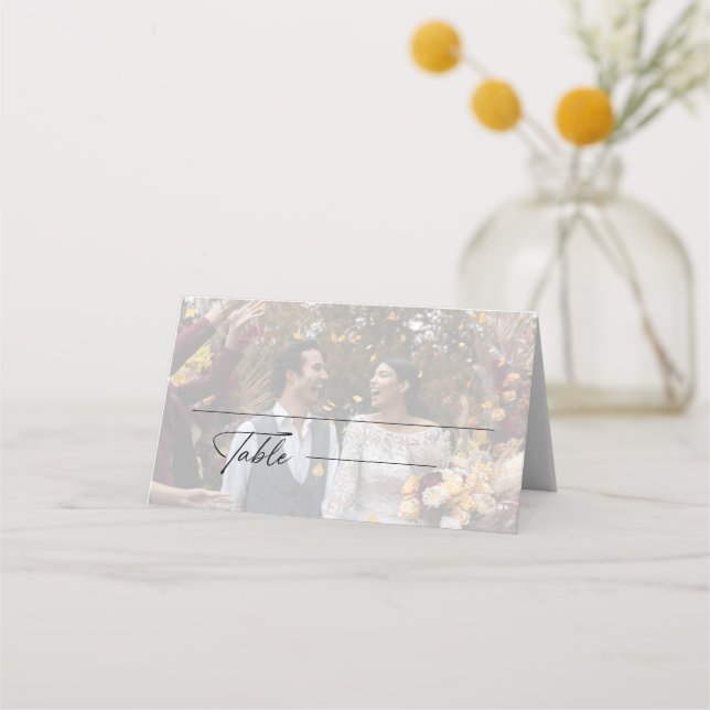 Carte De Placement Photo Mariage moderne en noir et blanc (Devant)