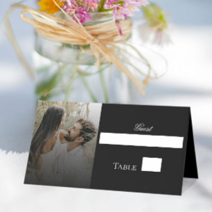Carte De Placement Photo moderne et Mariage de recouvrement noir