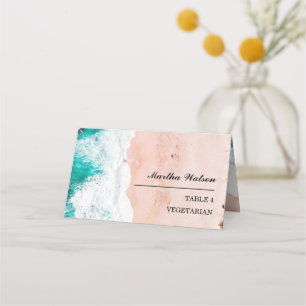 Carte De Placement Photo personnalisée Plage Nom de mariage