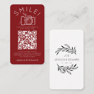 Carte De Placement Photos mémorables Qr Code Rouge Blanc Mariage mode