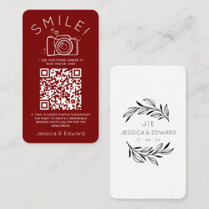 Carte De Placement Photos mémorables Qr Code Rouge Chic Mariage moder